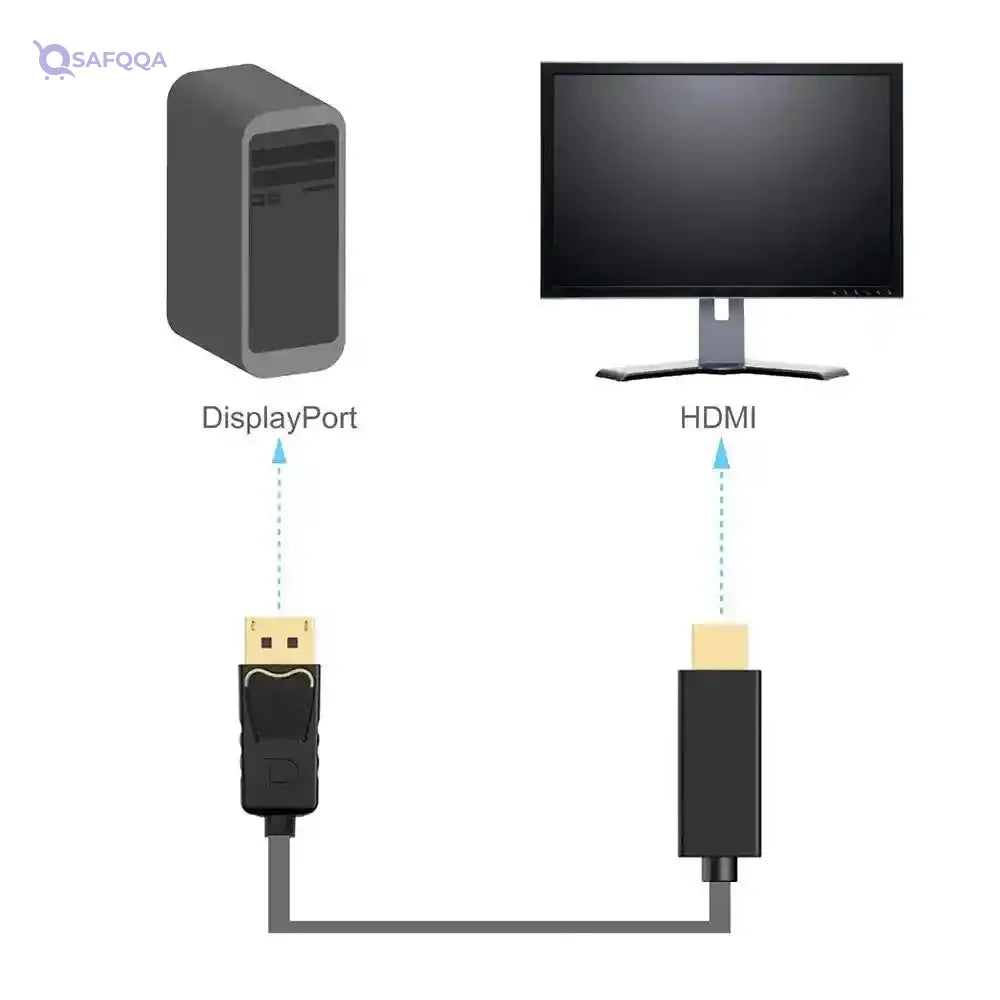 1.8m Display Port Display Port Male DP-HDMI Male Adapter Converter Cable for PC Laptop HD Projector - Safqqa Egypt