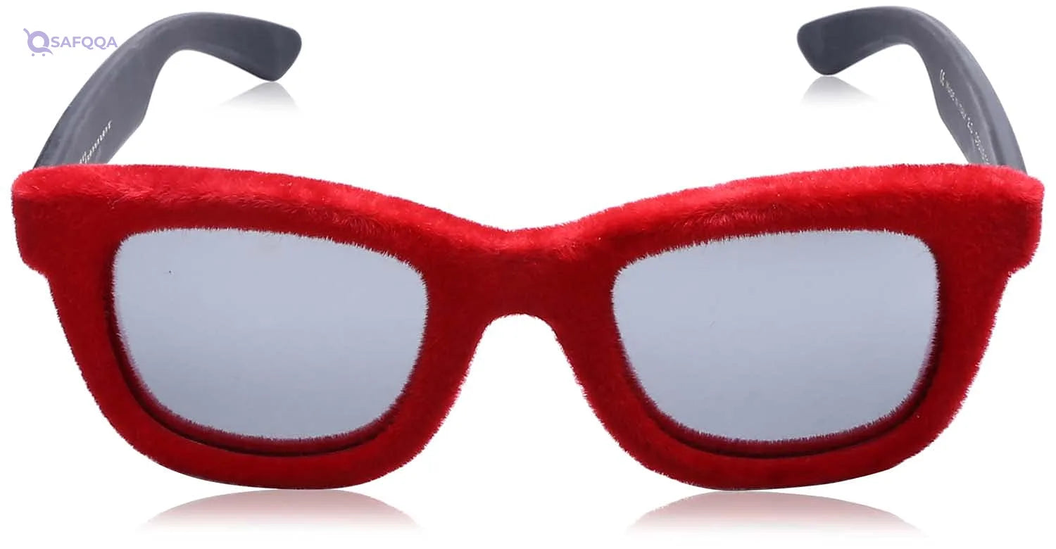 Italia Independent Velvet Effect Frame Grey-Lens Wayfarer Sunglasses for Women - Red - Safqqa