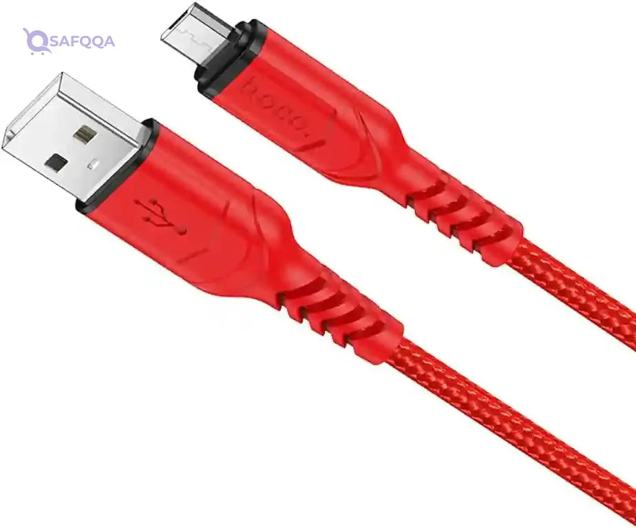 Hoco X59 - Victory Charging And Data Transmittion Cable (2.4A - 1M), USB-A To Micro-USB Plug, Compatible With Samsung Huawei Xiaomi Oppo - Red - Safqqa