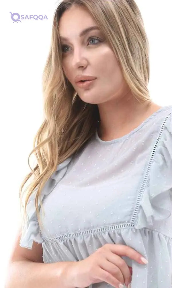Ravin 95665 Buttoned Back Sleeveless Pale Mint Sheer Blouse - Safqqa Egypt