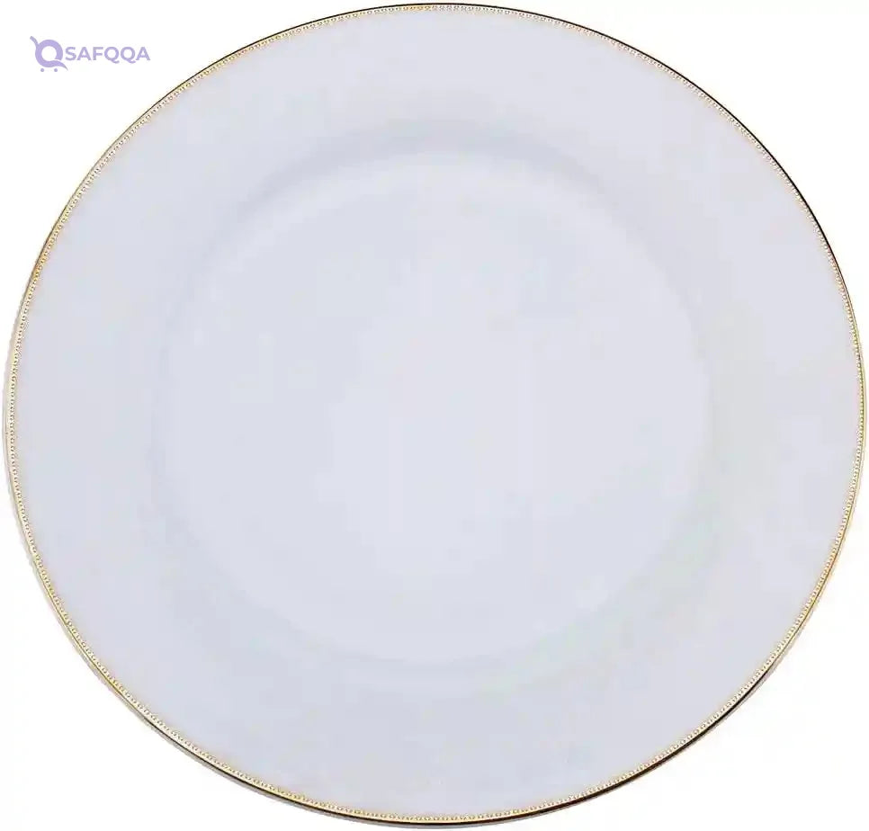 Sahara Porcelain Dinner Plate with Gold Rim – 27 cm, Shallow Design - Safqqa