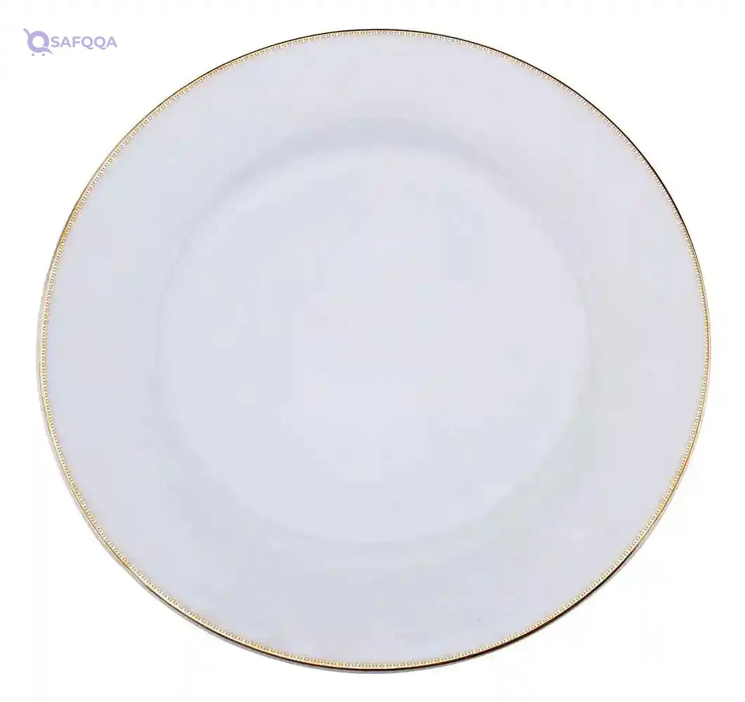 Sahara Porcelain Dinner Plate with Gold Rim – 27 cm, Shallow Design - Safqqa
