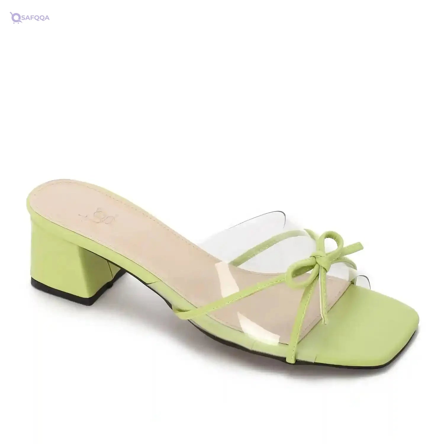 womens PVC Bow Heeled Sandal - Safqqa Egypt