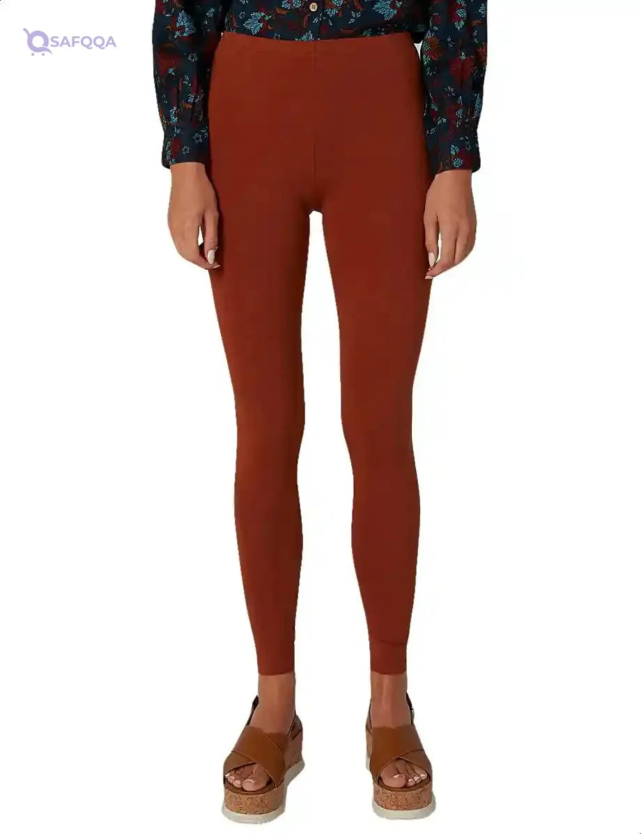 Splash Plain High-Waist Elastic Waist Leggings for Women - Safqqa Egypt