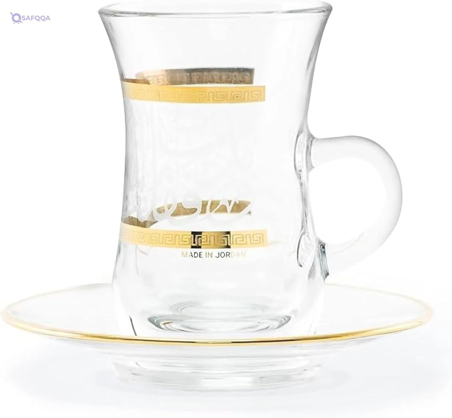 Dimlaj Glass – Lulu Set of 6 Tea Cups & Saucers – 150 ml - Safqqa