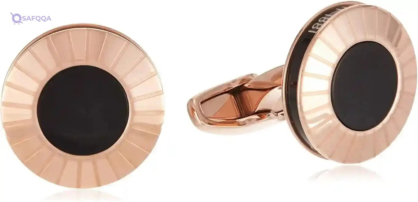 Cerruti 1881 Rose Gold And Black Stainless Steel Cufflinks For Men - Safqqa