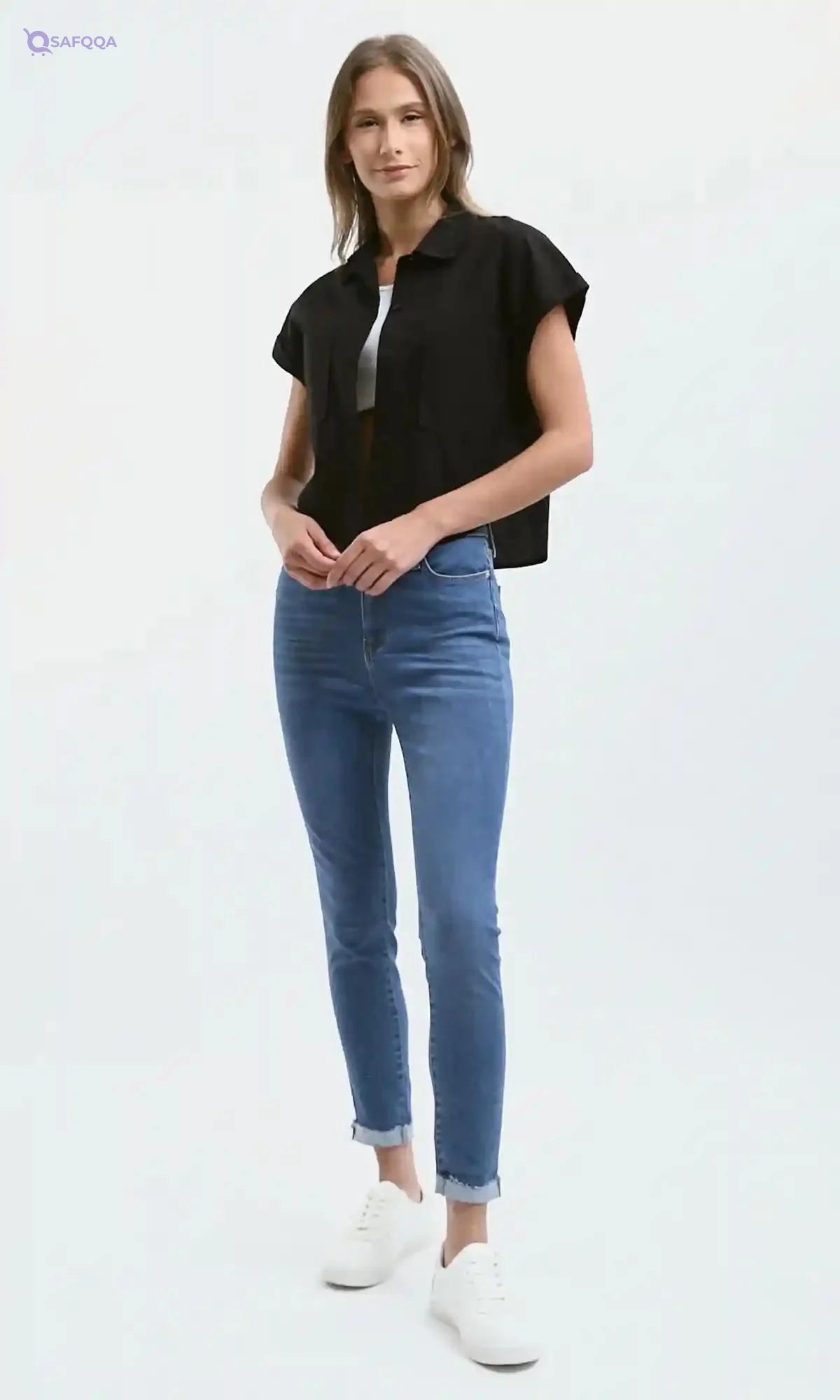 Ravin Womens Light Vintage Blue Solid Skinny Jeans Pants - Safqqa Egypt