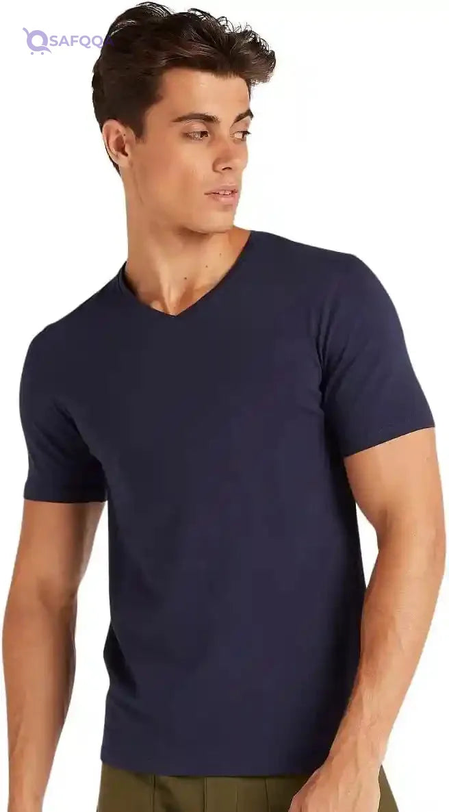 Splash Mens Vneck Solid T-Shirt - Safqqa Egypt