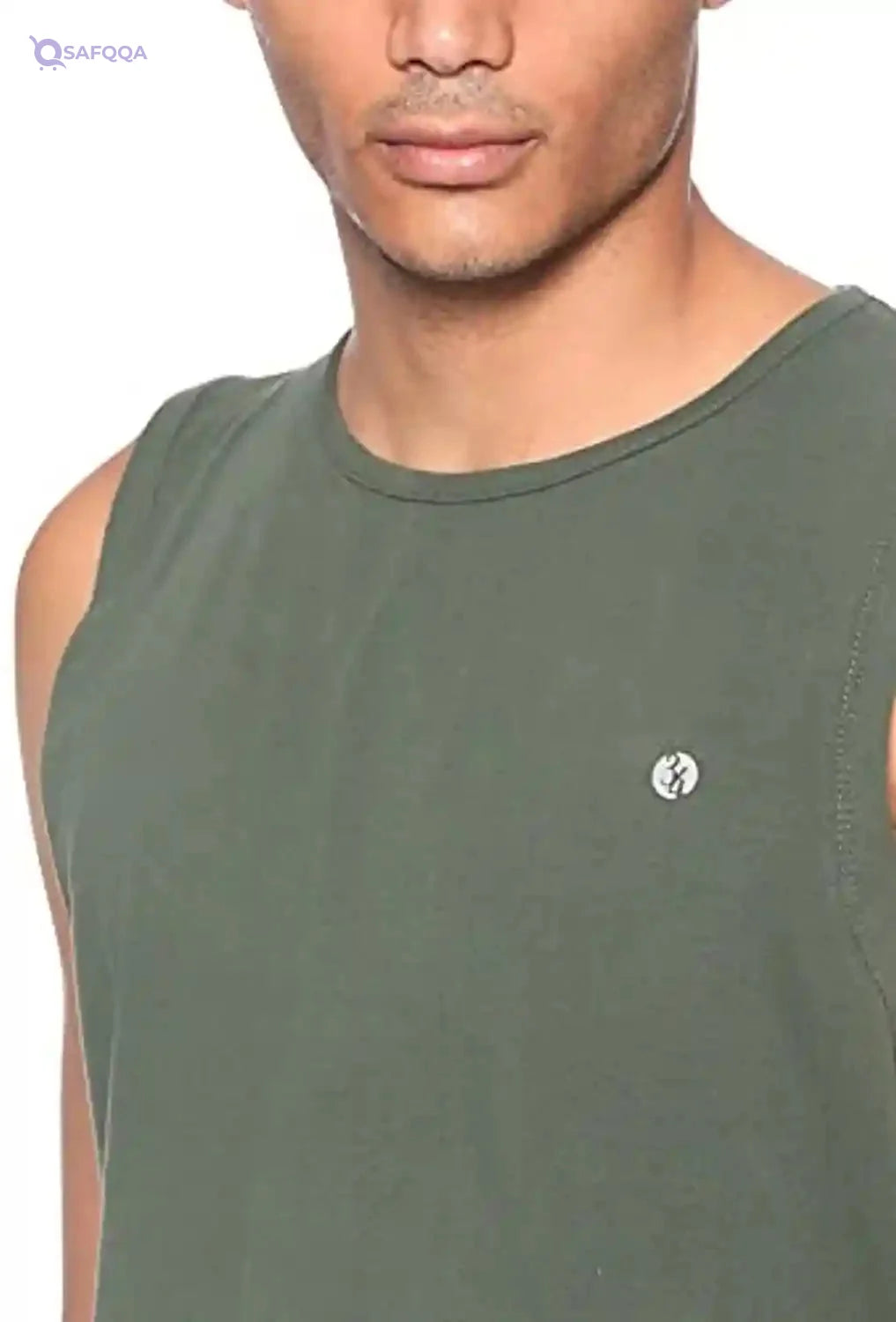 34 By Amr Diab Cotton Round-Neck Chest-Logo Muscle Tee For Men - Safqqa Egypt