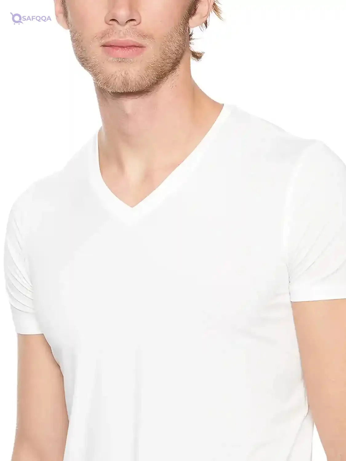 Magma V-Neck Back-Logo Solid Slim-Fit Sports T-Shirt for Men - Safqqa Egypt