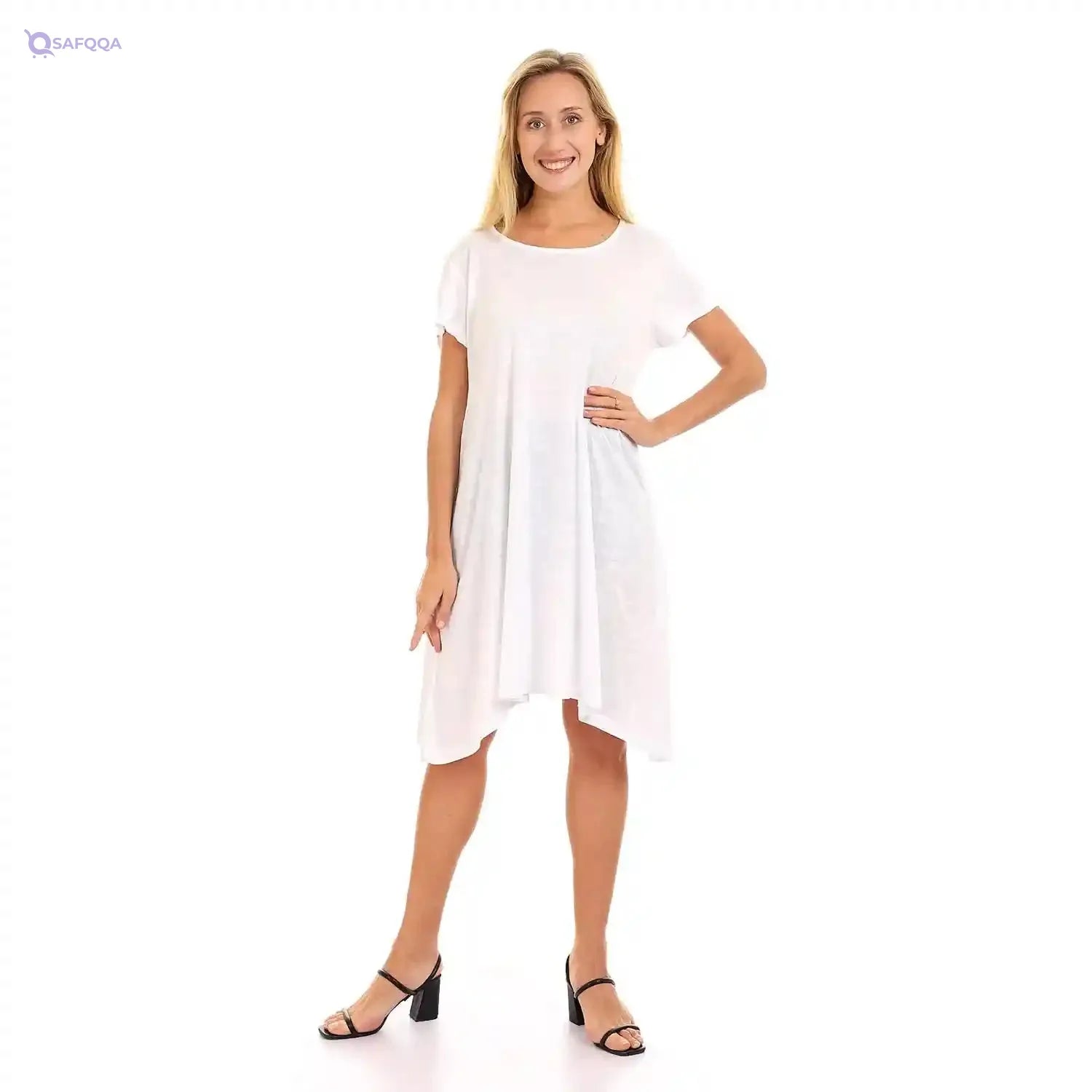 JAMILA Women Self Patterned Loose Short Dress DRESS - Safqqa Egypt