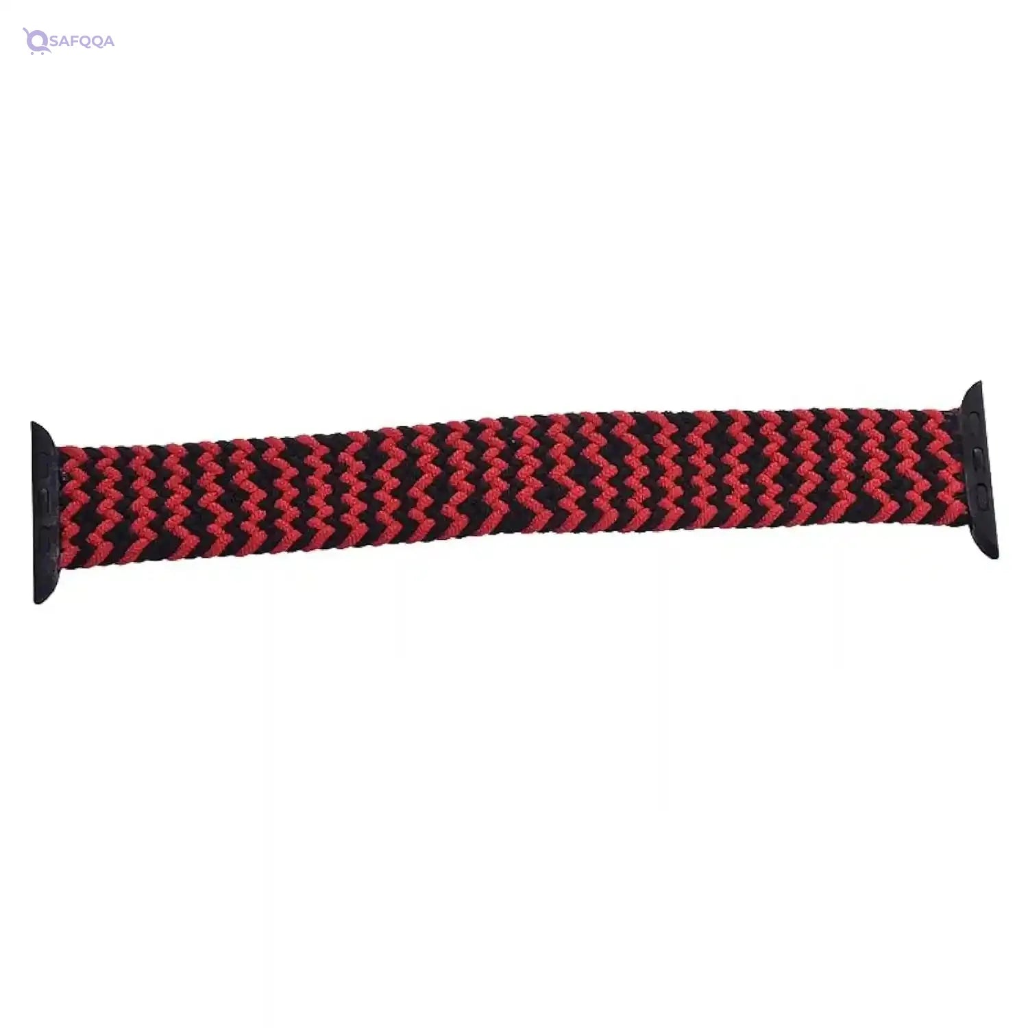 Generic Fabric Adjustable Watch Strap With Zigzag Design For Unisex Compatible With Watch Band 42/44 MM - Black Red - Safqqa Egypt