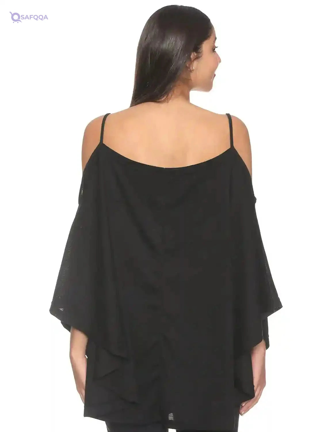 Jamila Women Plain Front Tie Spaghetti Straps Cold Shoulders Loose Blouse - Safqqa Egypt