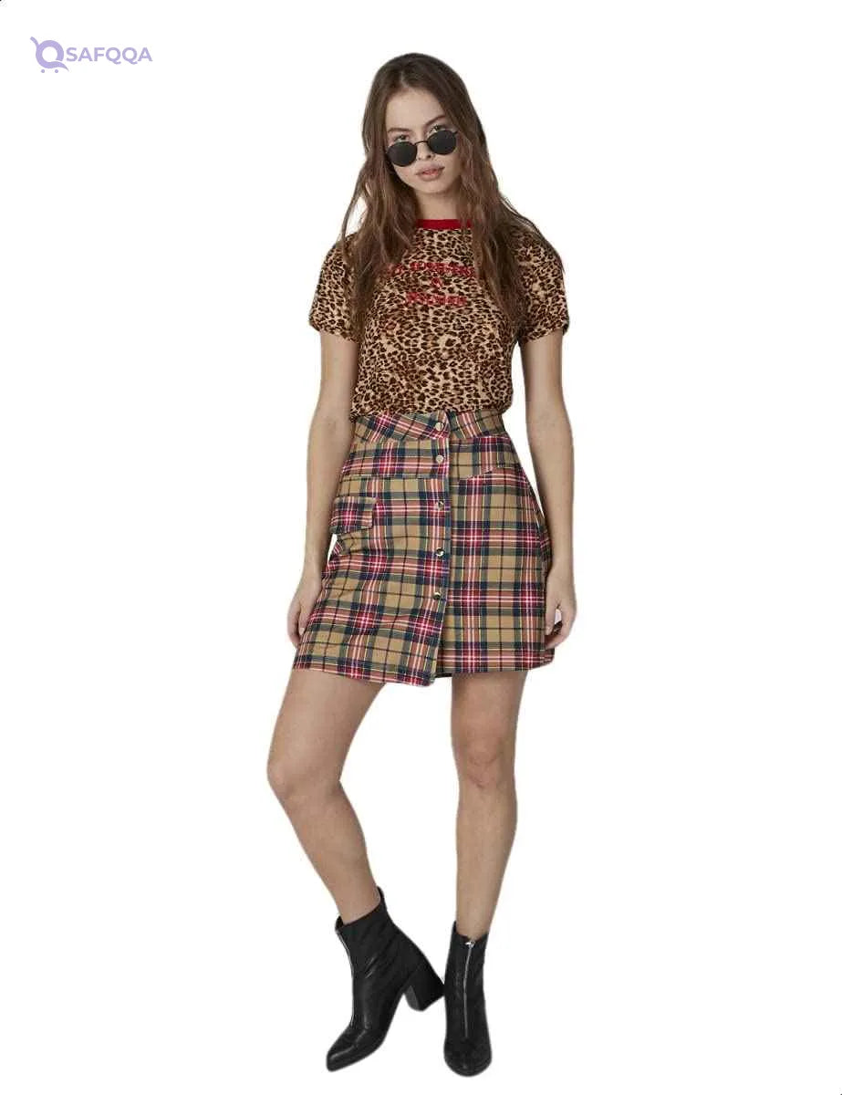 2Xtremz Leopard-Pattern Letter-Print Slim-Fit T-Shirt for Women - Safqqa Egypt