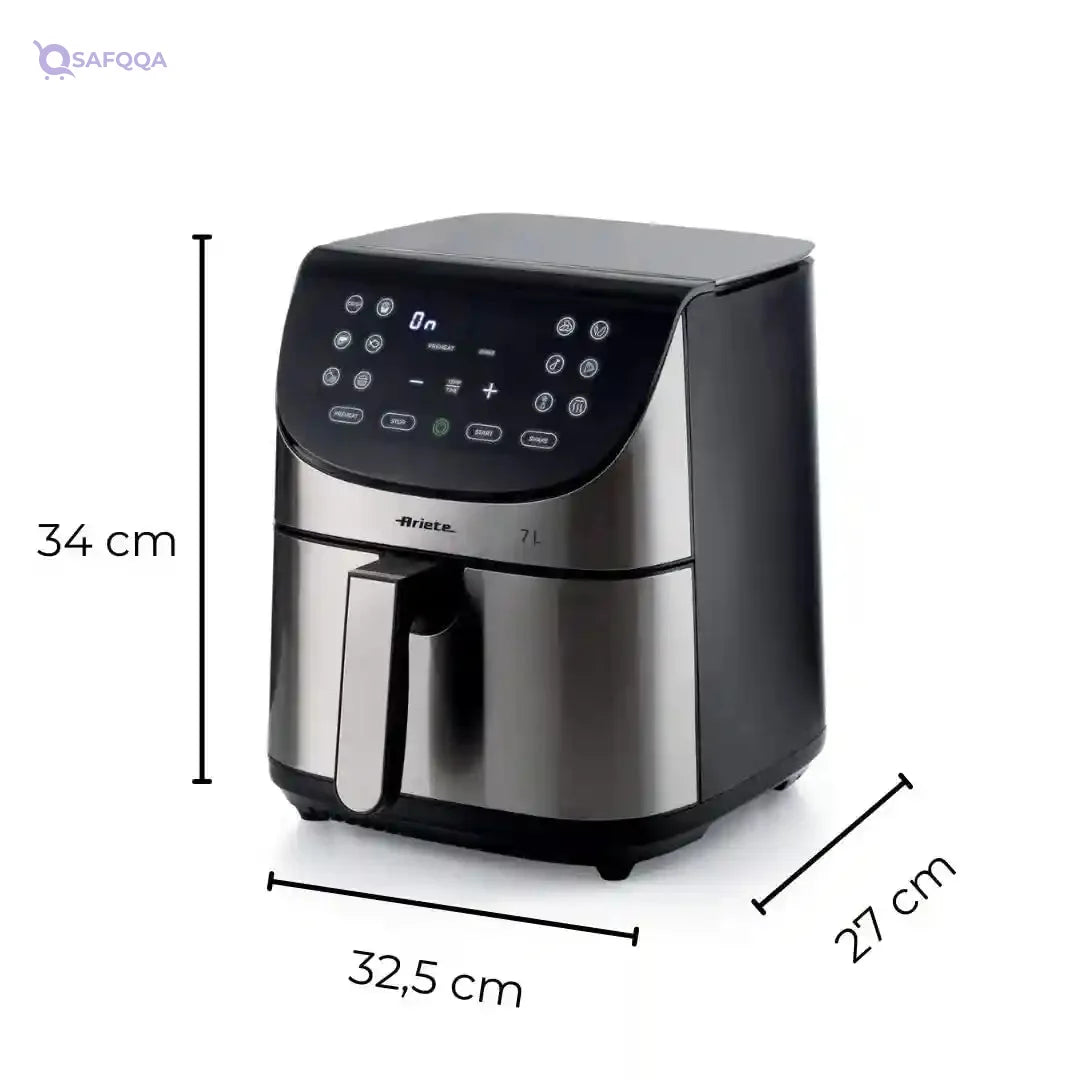 Ariete 4628 AIRY FRYER Metal Air Fryer with Large 7L basket & 12 pre-set programs, Suitable for fried fish, meat, croquettes, chips and breaded foods - Safqqa