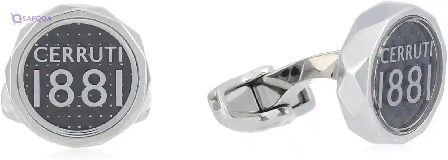 Cerruti 1881 Front Embossed Logo Stainless Steel Cufflinks for Men - Safqqa