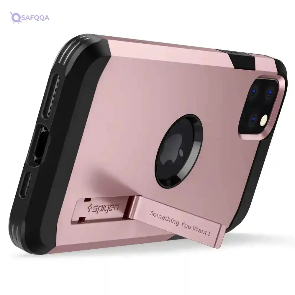Spigen 077cs27242 tough armor back cover for iphone 11 pro mobile phone - rose gold - Safqqa Egypt