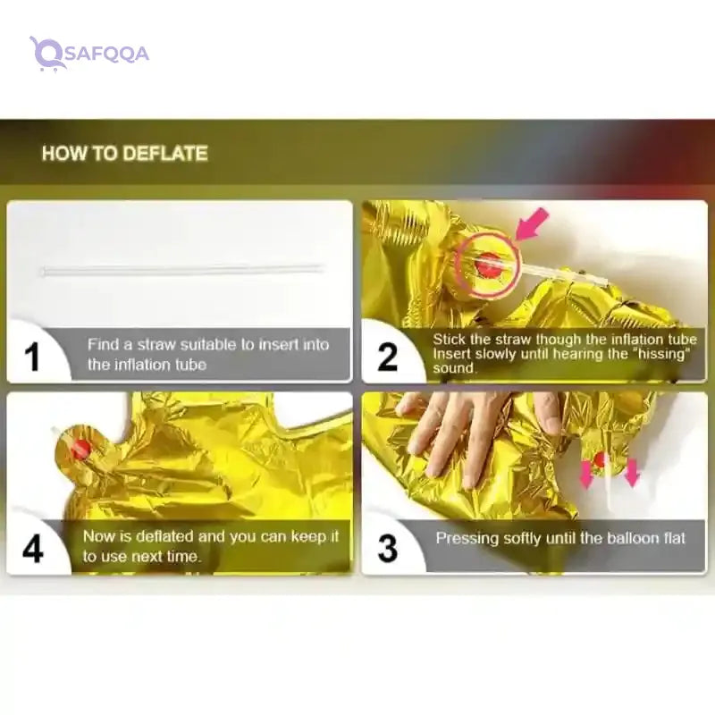 Foil Large Balloon Can Fills With Air Or Helium High Quality Materials Specially Made For Celebration Party Decoration Set Of 7 Pieces - Gold - Safqqa