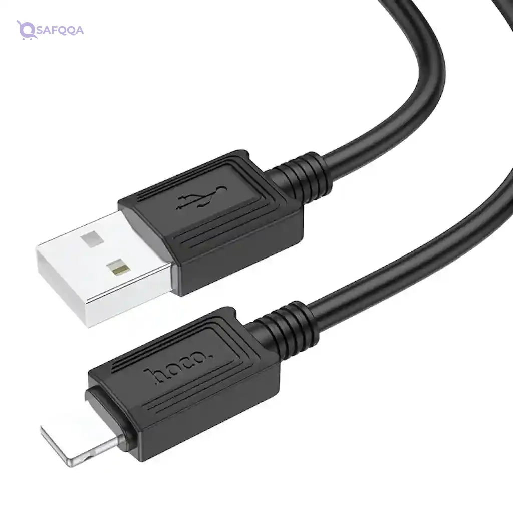Hoco X73 - Charging And Data Transmittion Cable (2.4A -1M), USB-A To Lightning Plug, Compatible With Apple iPhone iPad Airpods - Black - Safqqa