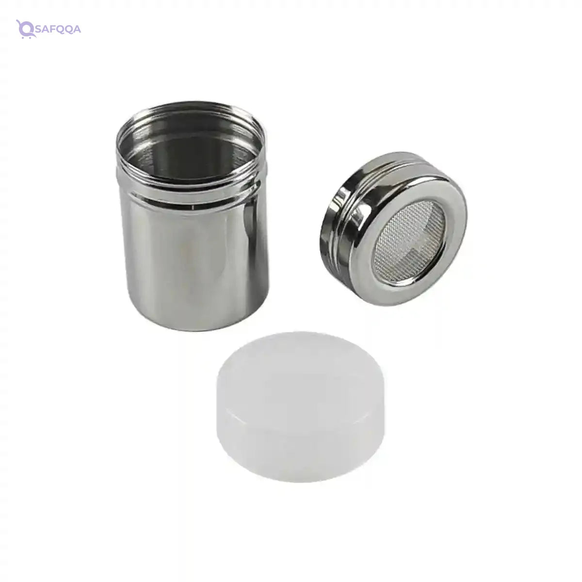 PEDRINI :Stainless steel sugar sifter with a plastic lid, designed for effortless sugar dusting. - Safqqa Egypt