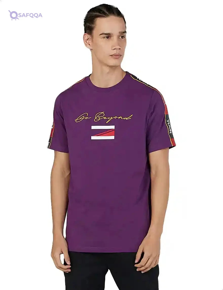 Splash Cotton Letter Print Regular-Fit T-shirt for Men - Safqqa Egypt