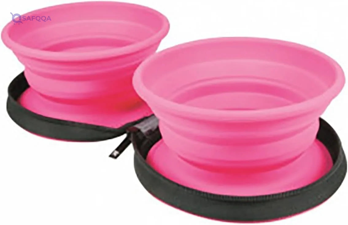 Travel Double Bowl for Dogs – Food & Water Feeder - Safqqa