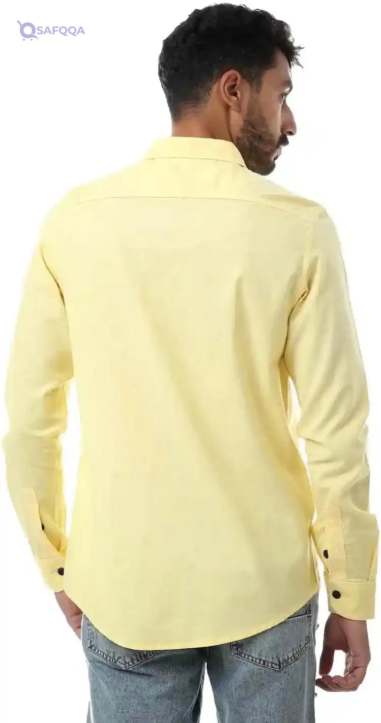 White Rabbit Solid Collar Neck Long Sleeve Shirt for Men - Safqqa Egypt