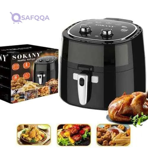 Sokany air fryer without oil, 1800 watt, 8.0 liters, black - sk-8016-220v supply voltage and 50hz- Damage Box And Have Scratches - Safqqa Egypt