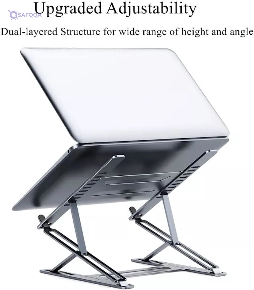 Boneruy Double-Layer Foldable Laptop Stand, Compatible with Laptops up to 17.3 inches - Silver - Safqqa