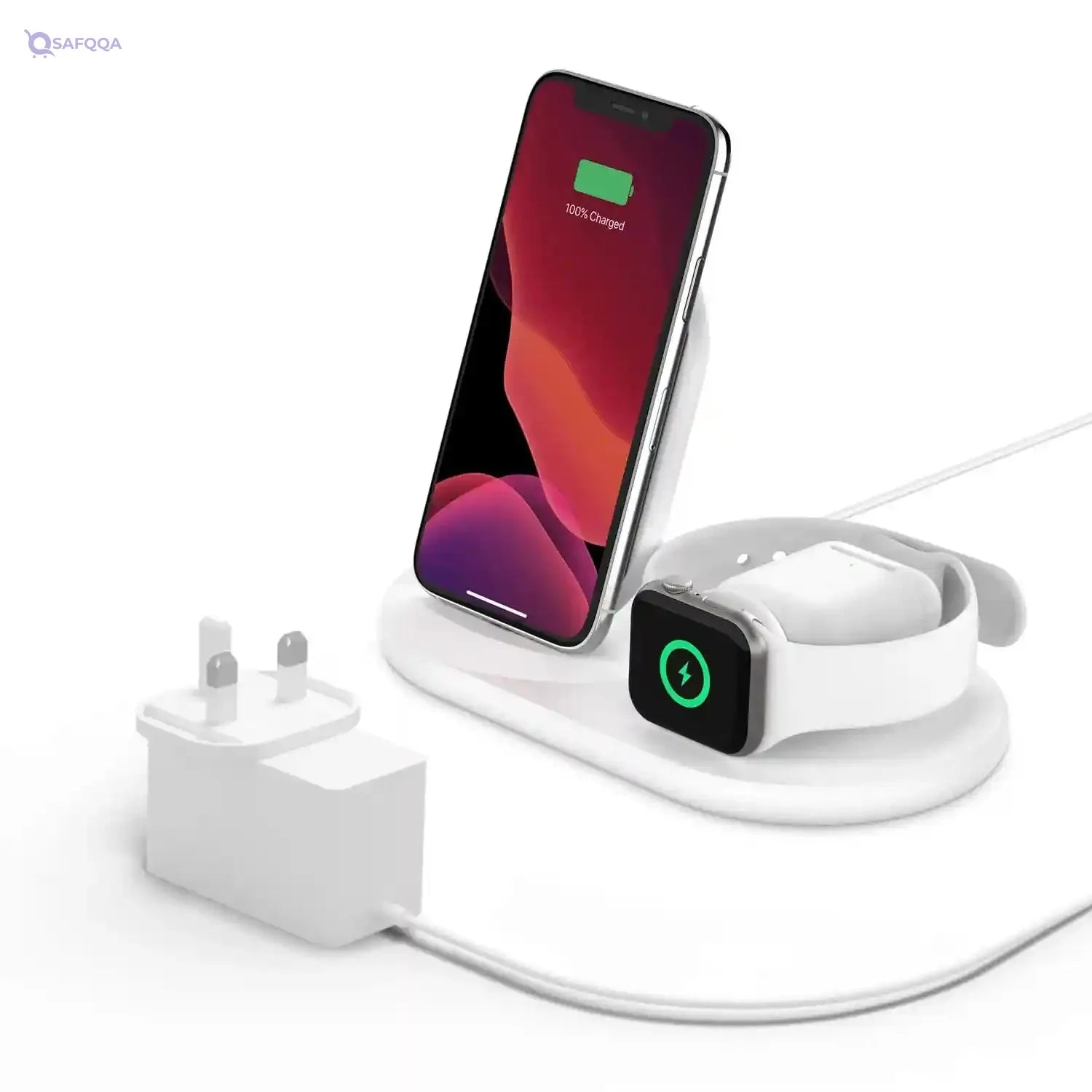 Belkin 3-in-1 Wireless Charger – 7.5W Charging Station for iPhone, Apple Watch & AirPods - Safqqa