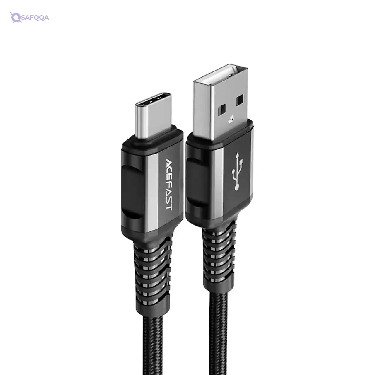 ACEFAST USB-A to USB-C Aluminum Alloy Charging Data Cable 1.2 Meter Black Universal compatibility with smartphones, tablets, and USB-C devices - Safqqa