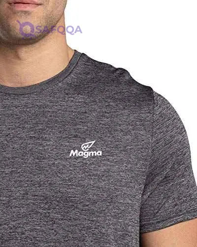 Magma Basic Polyester Chest Logo Print Short Sleeves Round Neck Sports T-Shirt for Men - Safqqa Egypt