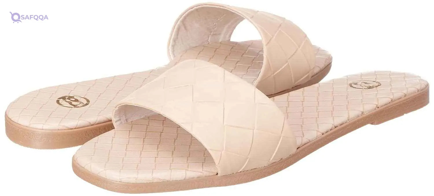 Square-Toe Basket-Weave Slide Slippers for Women - Safqqa Egypt