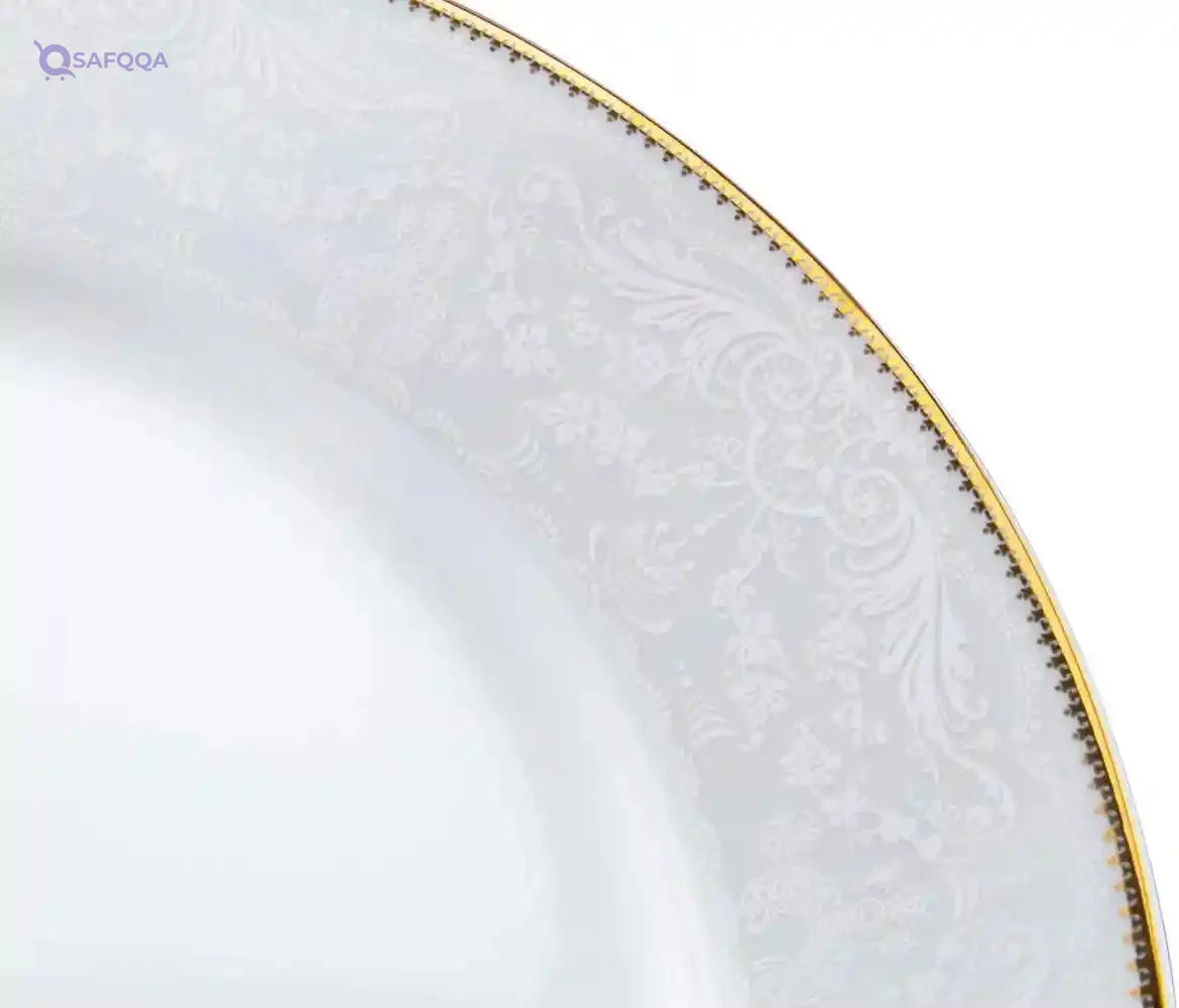 Sahara Porcelain Dinner Plate with Gold Rim – 27 cm, Shallow Design - Safqqa