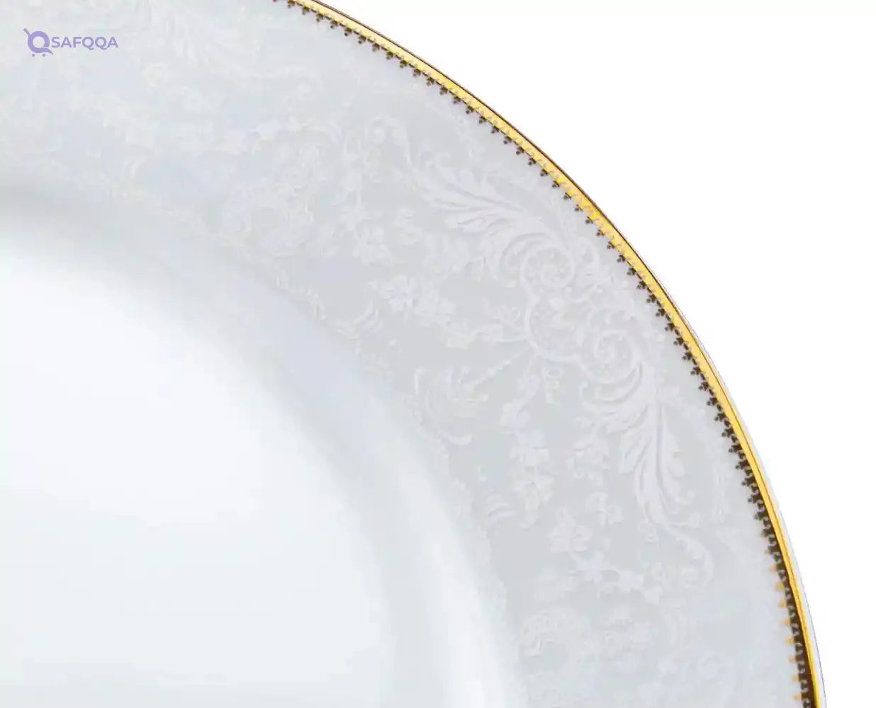Sahara Porcelain Dinner Plate with Gold Rim – 27 cm, Shallow Design - Safqqa