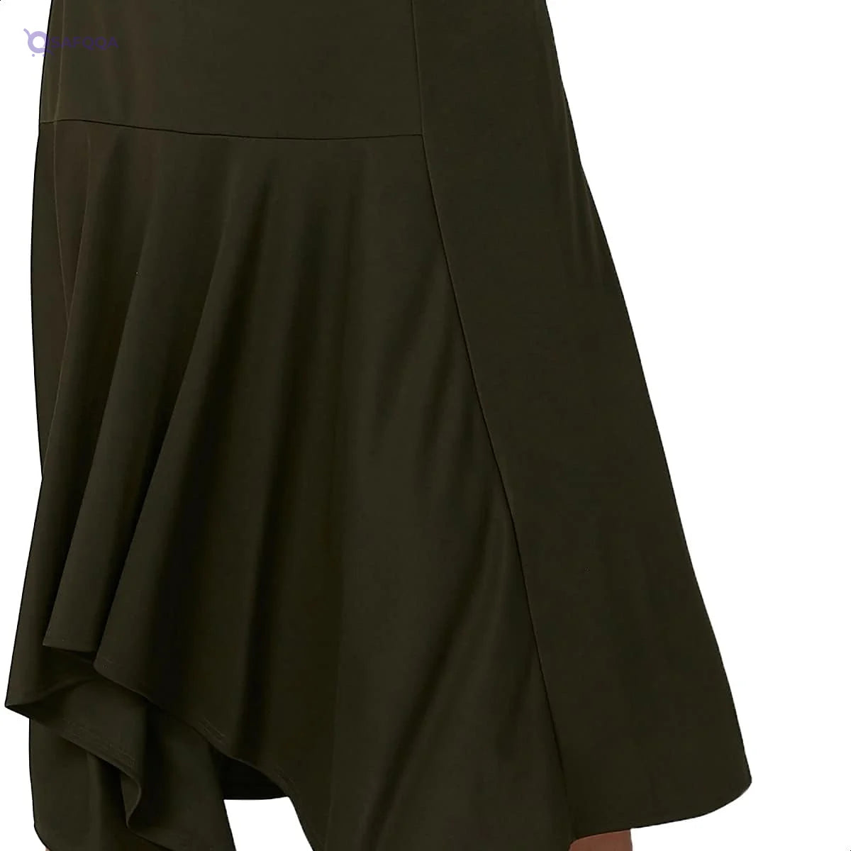 Splash Asymmetric-Hem Solid Midi Skirt for Women,Soft, lightweight fabric for all-day comfort. - Safqqa