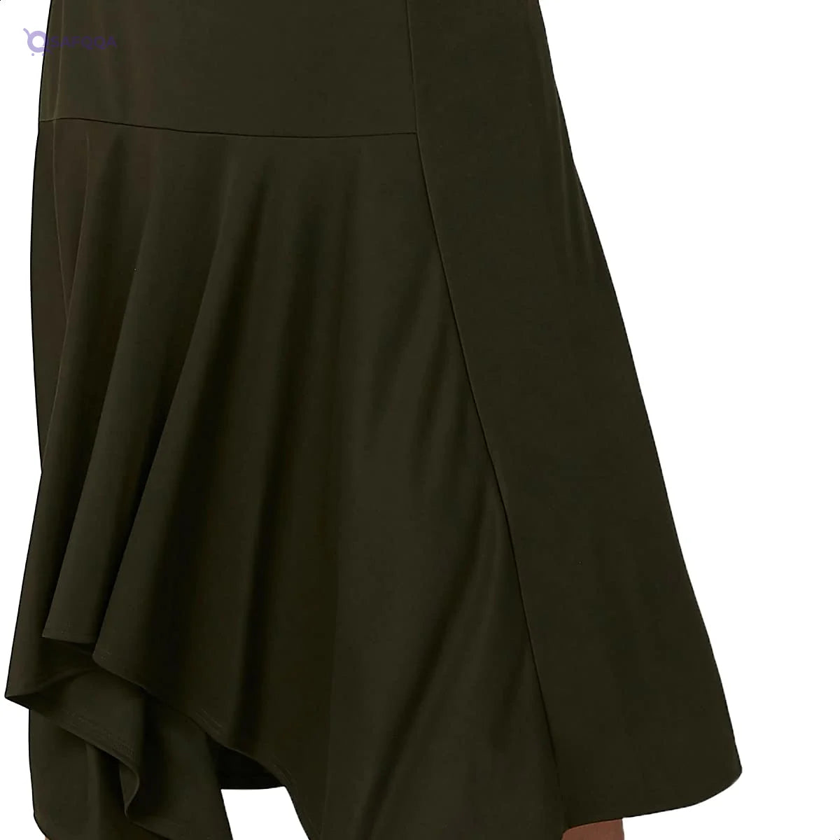 Splash Asymmetric-Hem Solid Midi Skirt for Women,Soft, lightweight fabric for all-day comfort. - Safqqa