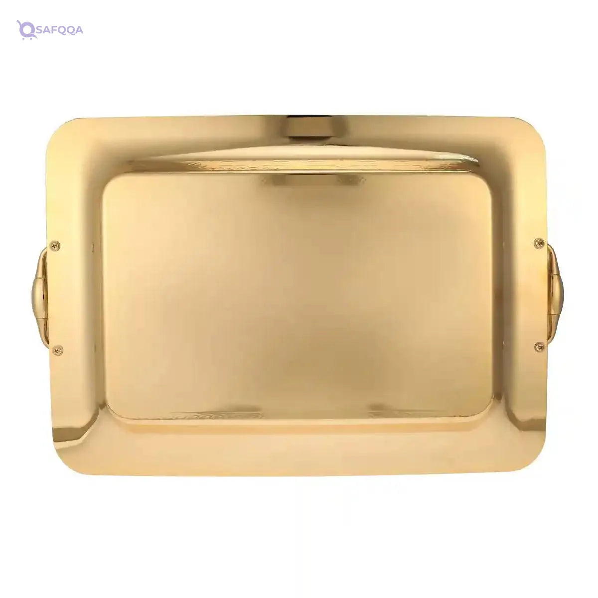 Almarjan Stainless Steel Serving Tray Gold -54.8L x 7.6W x 36.4H centimeters-Open Box - Safqqa
