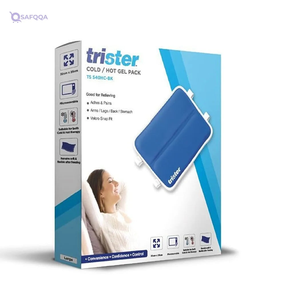 Trister Hot/Cold Gel Pack Large TS-515HC-L - Microwavable & Freezable Reusable Pain Relief - 30x25cm - Flexible for Fever, Migraines, Sports Injuries - Safqqa