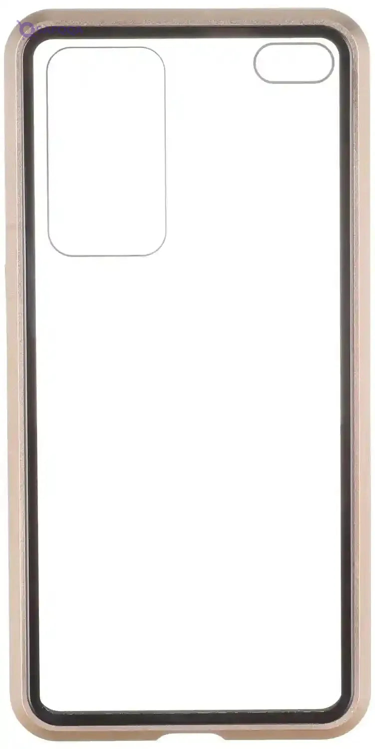 New Design 360 Full Protection Magnetic Back Cover for Huawei P40 - Clear and Gold - Safqqa