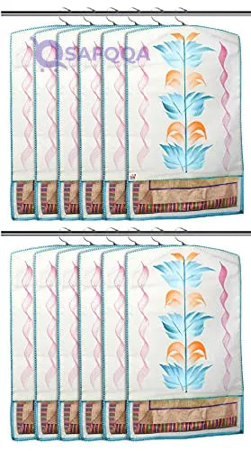 Fun Homes Non-Woven Hanging Saree Cover with Back Zipper Compartment - Safqqa