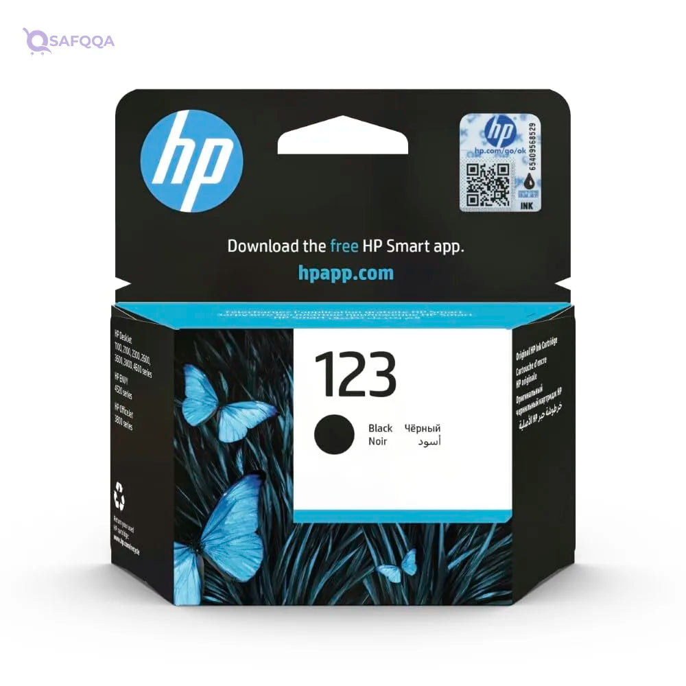 Hp 123 Ink Cartridge - F6v17ae, Black- Damage Box - Safqqa