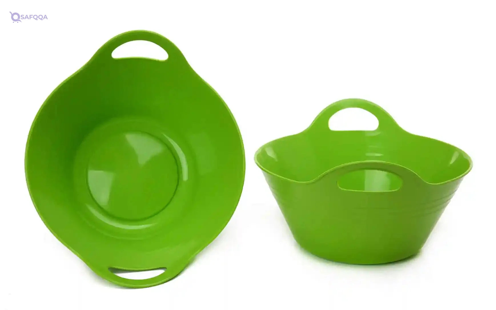 Mintra Home Plastic Bowls with Handles (1.8L Medium 2pk, Green) - Safqqa