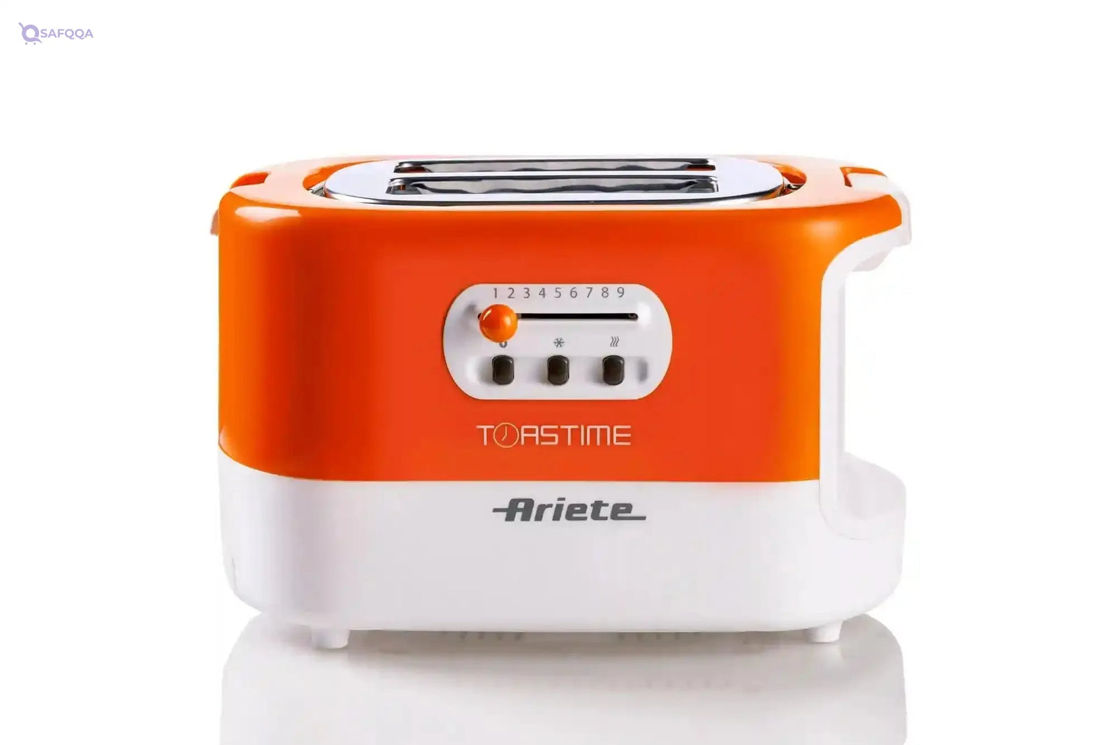Ariete 159 Toastime, Orange Toaster, 2 Slice Capacity, 9 Browning Levels, 700 W, 3 Functions, Orange, no pliers. (by Delonghi Group)no pliers. 159 (by Delonghi Group). - Safqqa Egypt