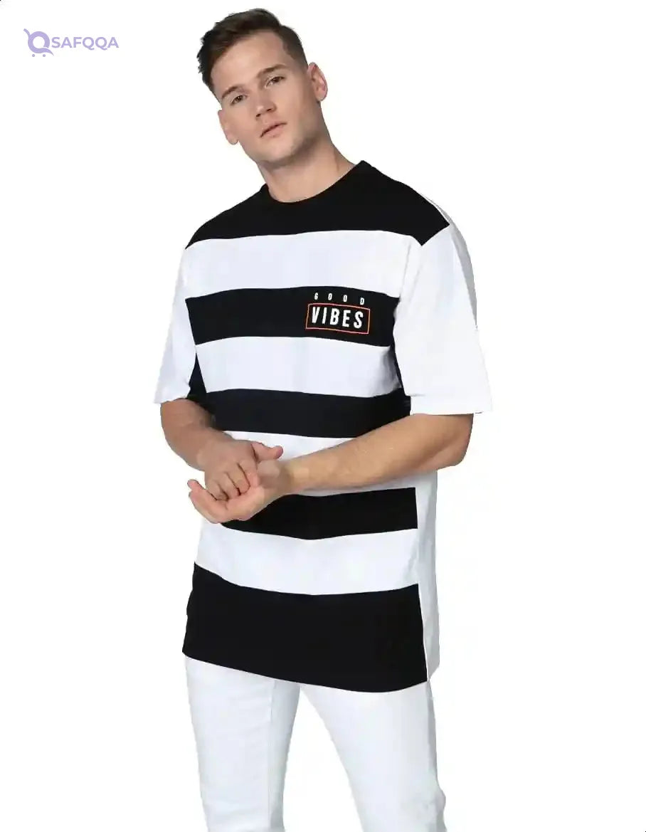 Splash Cotton Striped Regular-Fit T-shirt for Men - Safqqa Egypt