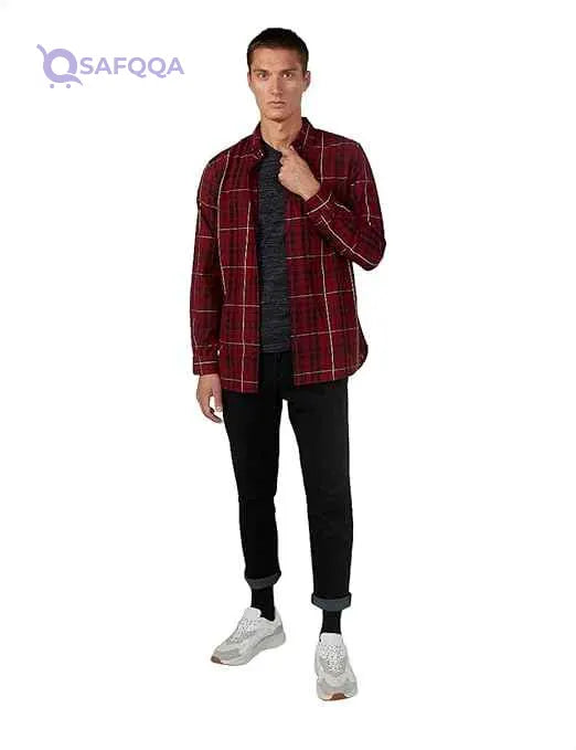Splash Men’s Long Sleeves Plaid Shirt - Safqqa Egypt