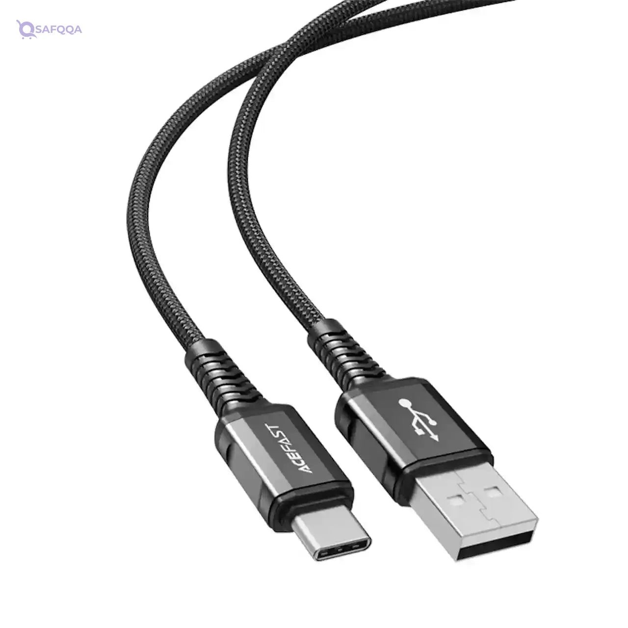 ACEFAST USB-A to USB-C Aluminum Alloy Charging Data Cable 1.2 Meter Black Universal compatibility with smartphones, tablets, and USB-C devices - Safqqa