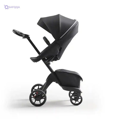 Stokke Luxury Baby Stroller - Adjustable for Both Baby & Parents’ Comfort - Padding, Harness & Reflective Zipper for Added Safety - Folds in One Step - Black - Safqqa