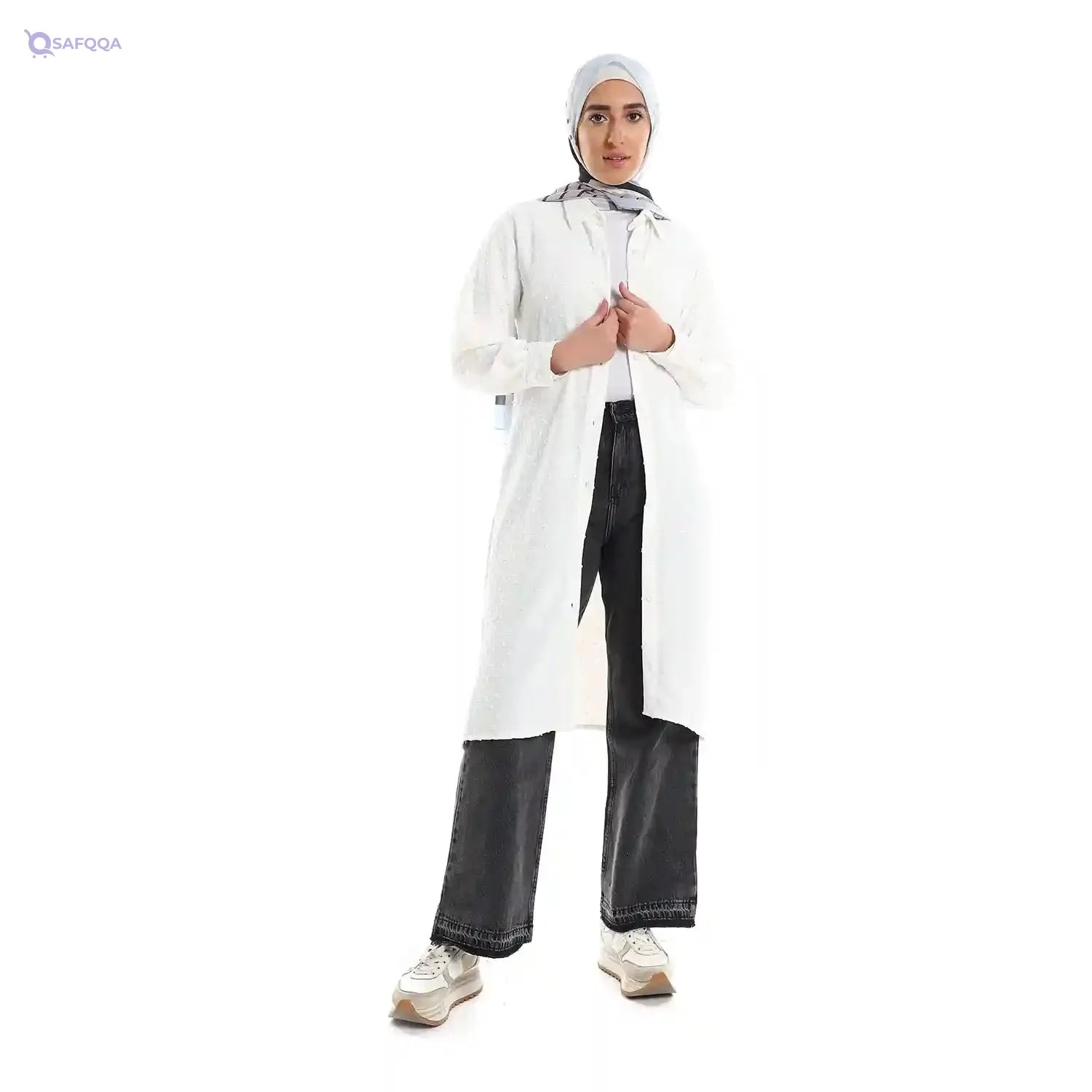 Jamila Women Self Stitches Tunic with Sided Slits - Safqqa Egypt