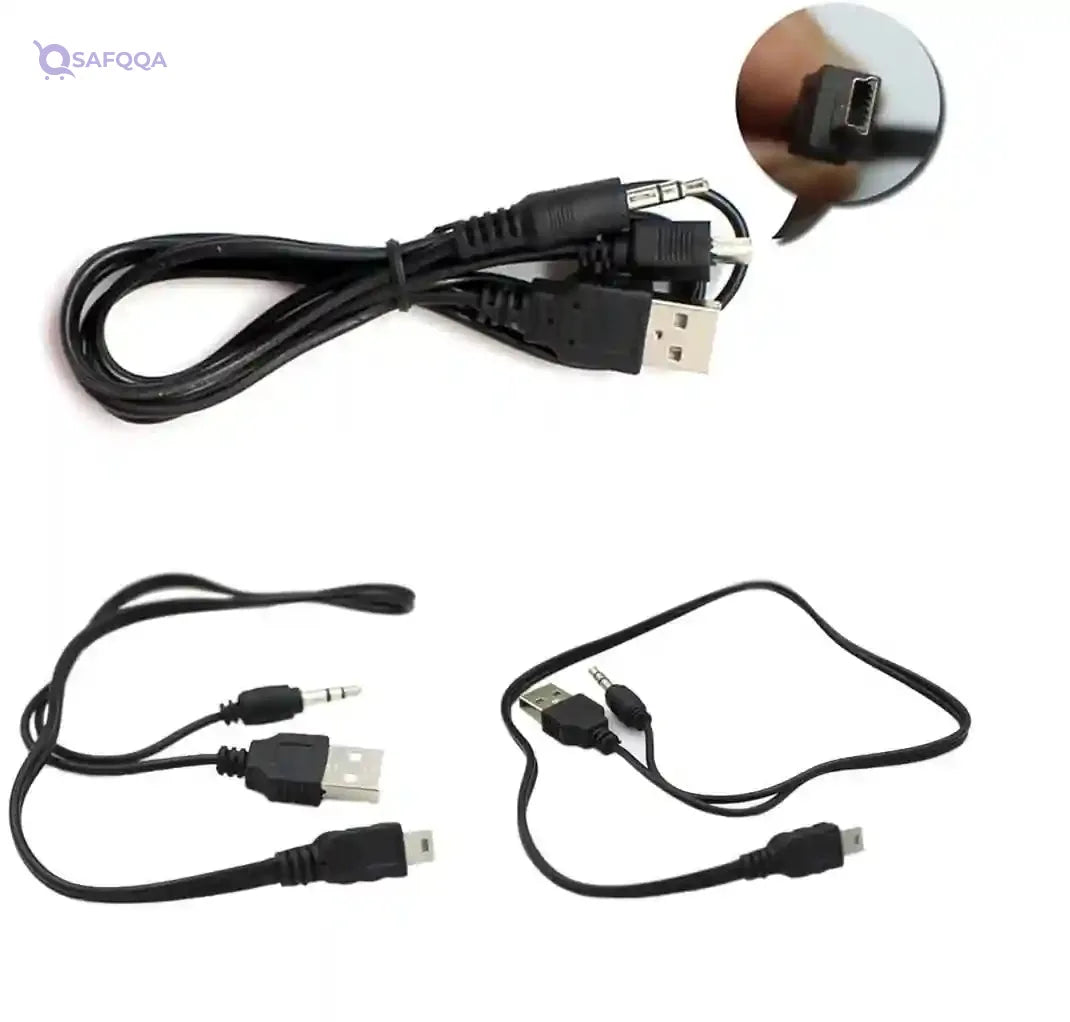 Keendex 1775 2 in 1 a to b usb cable with aux connector, 20 cm - black - Safqqa Egypt